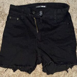 Fashion Nova Distressed Black Jean Shorts